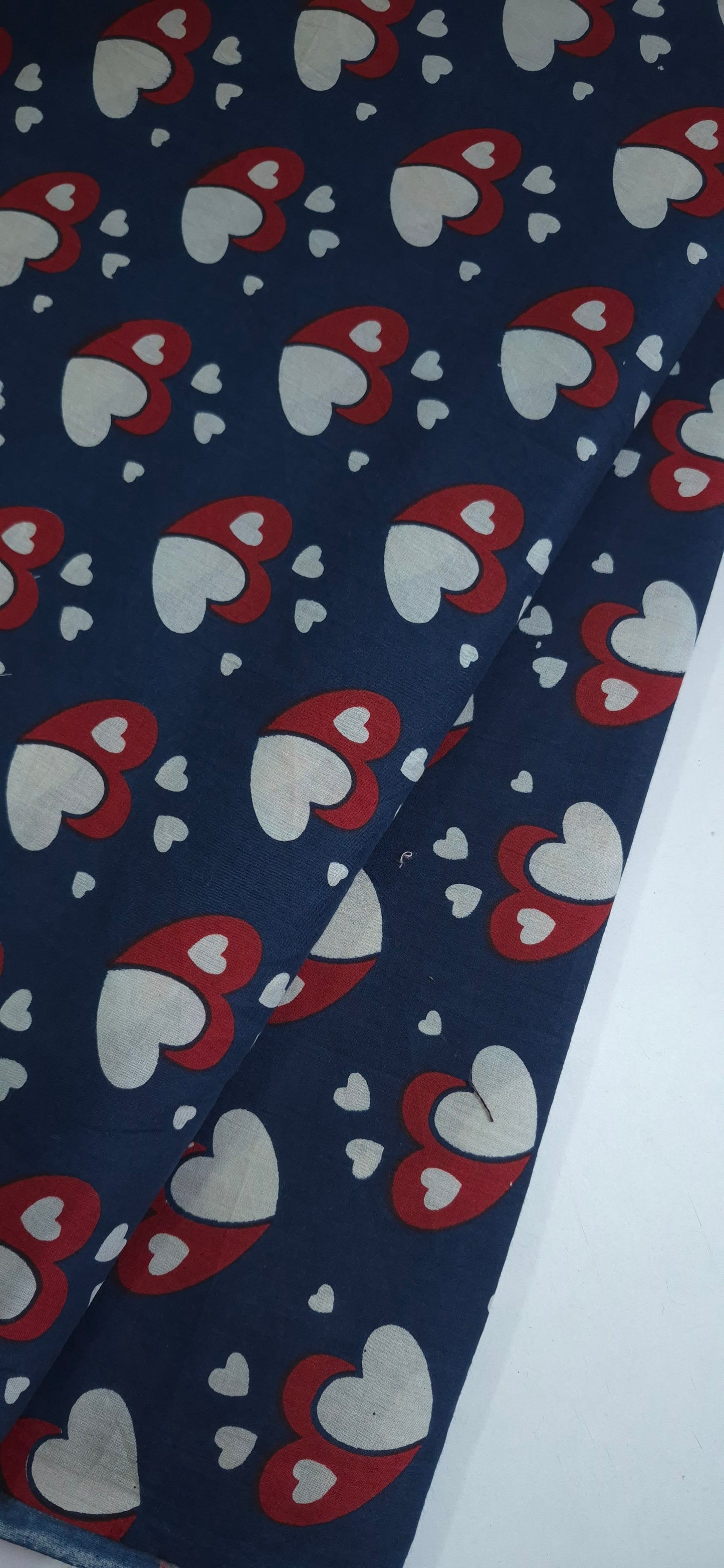 Blue Heart Printed Cotton Short Kurti