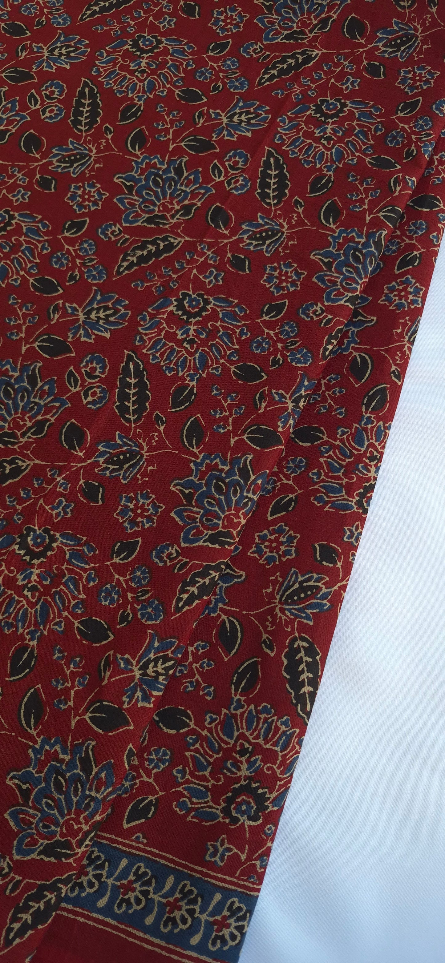 Maroon Floral Cotton Long Kurti
