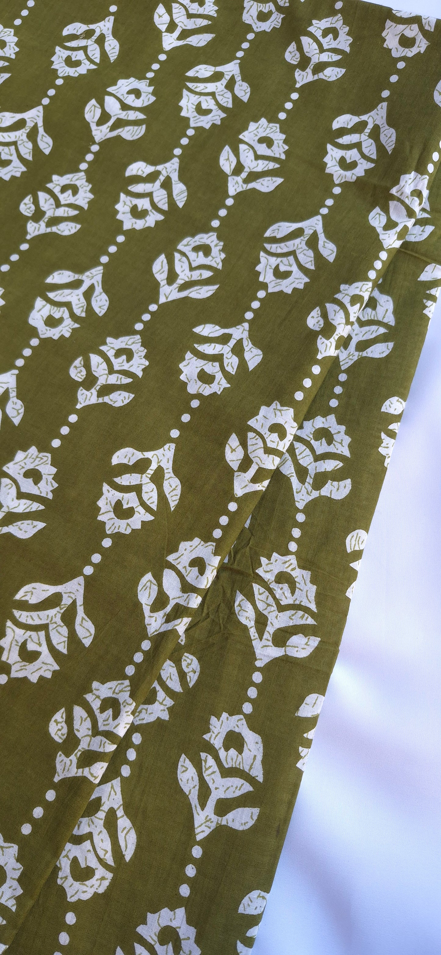 Olive Green Cotton Long Straight Kurti