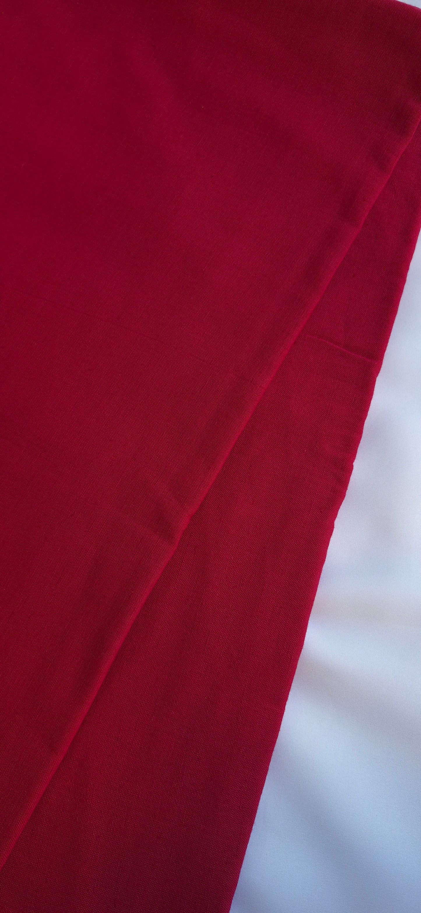 Solid Red Cotton Long Straight Kurti