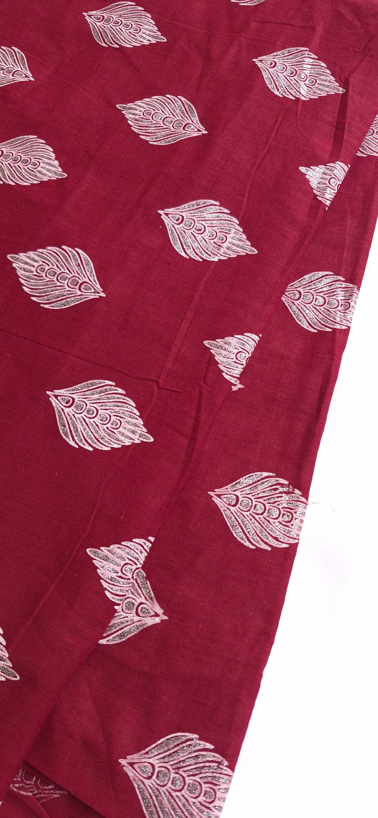 Maroon Leaf Cotton Co-ord Set