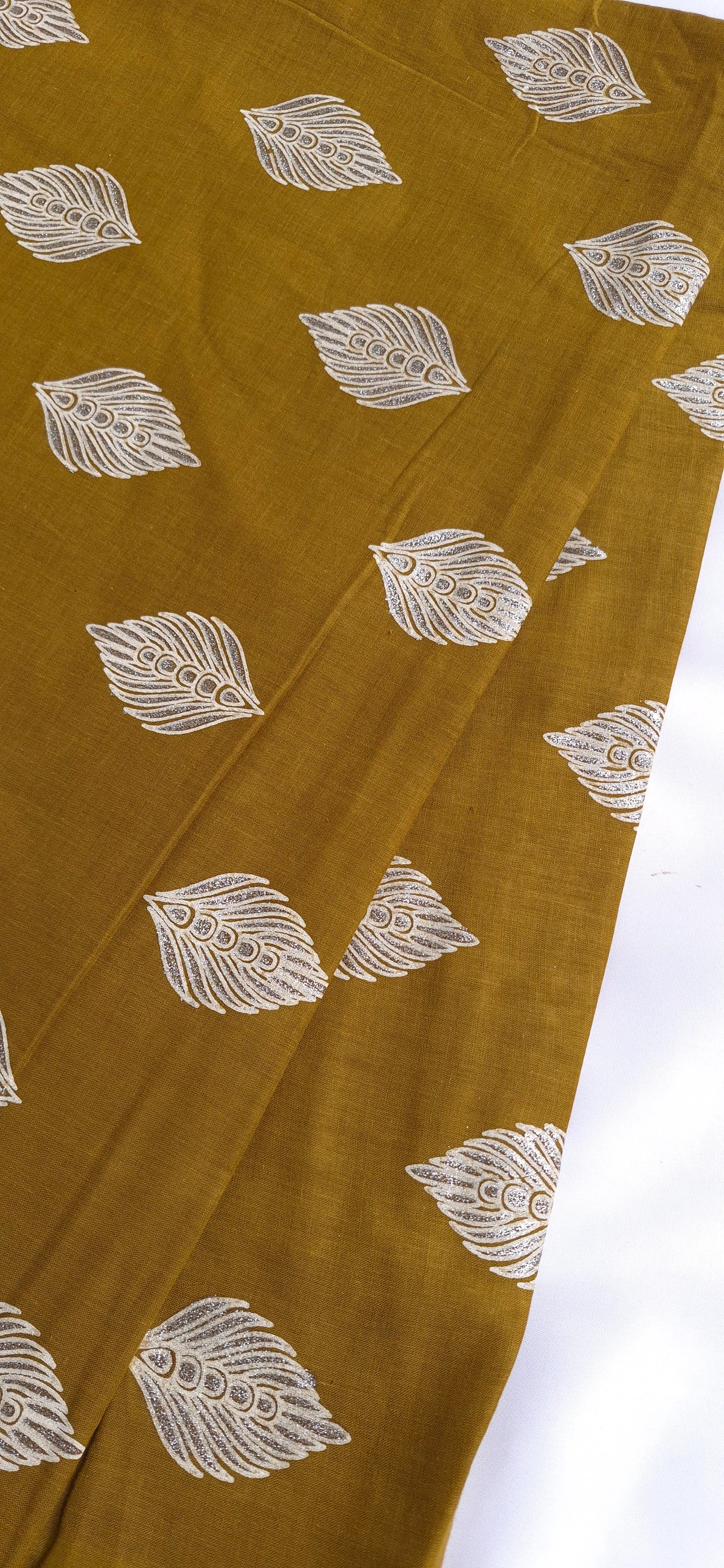 Mustard Olive Leaf Cotton Short Kurti