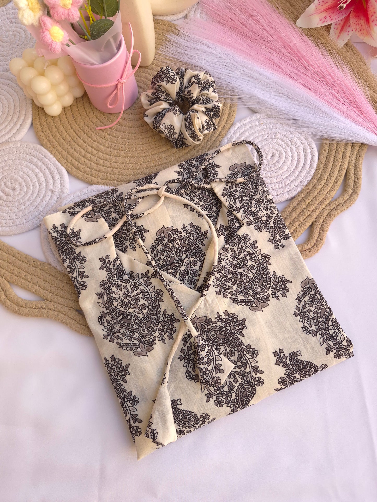 Handblock Printed Cotton Long Straight Kurti