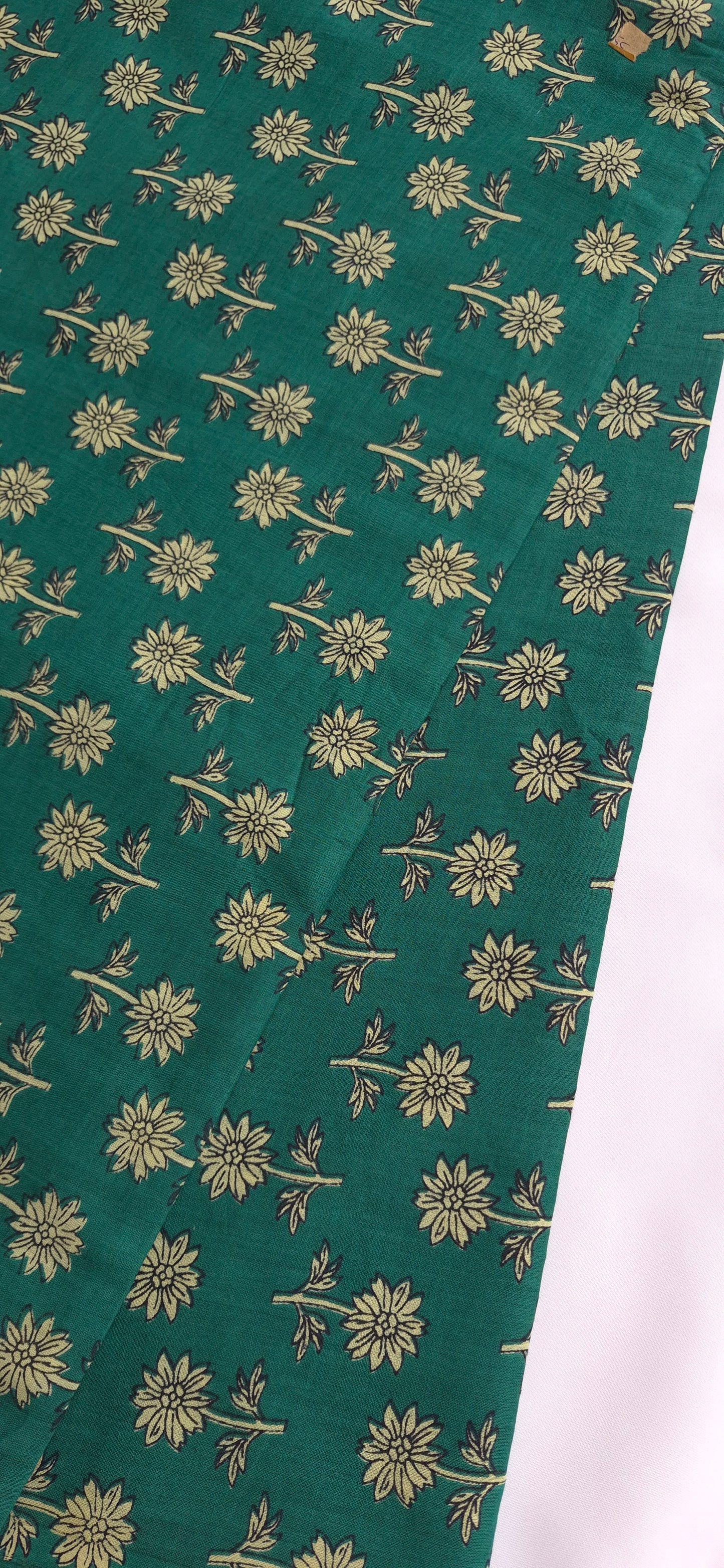 Green Flora Cotton Long Straight Kurti