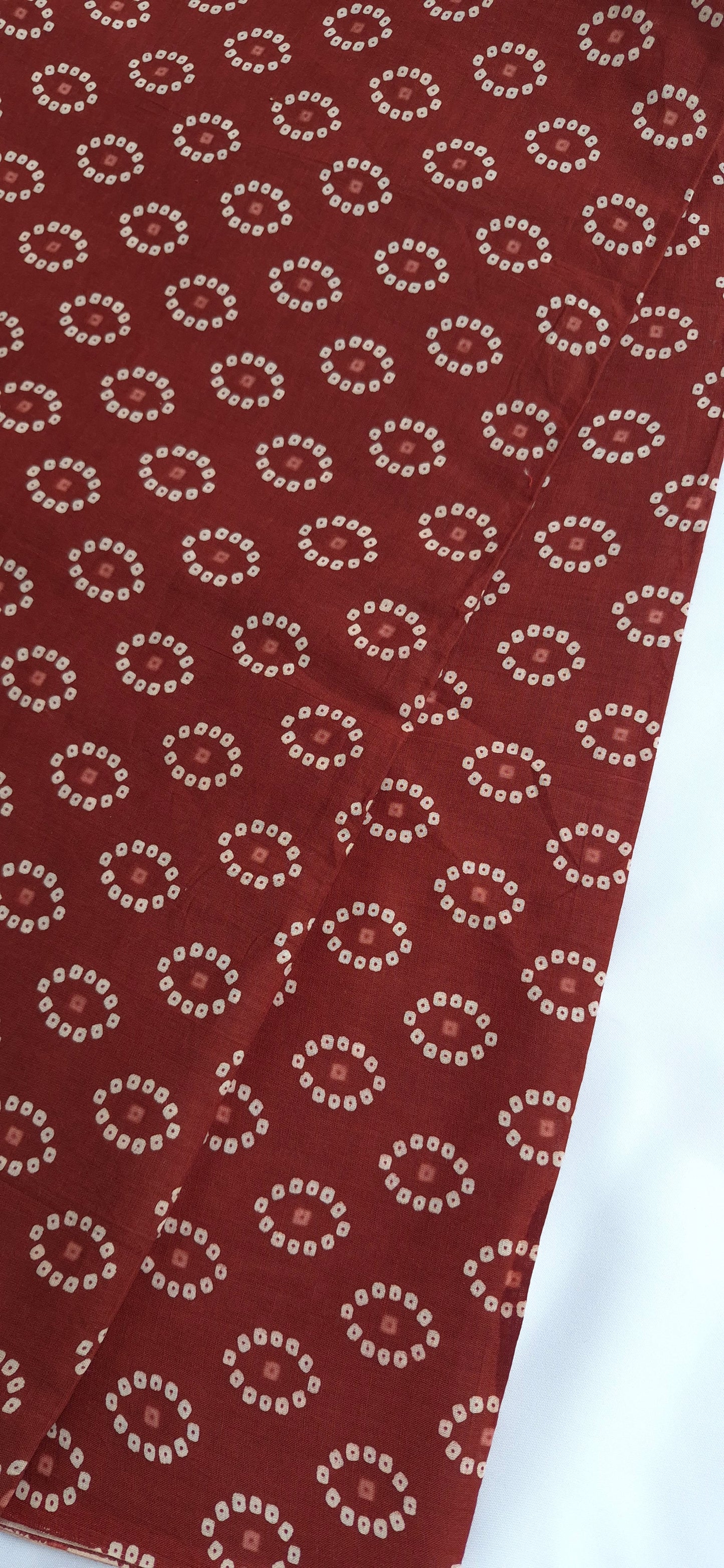Rust Brown Bandhej Cotton Long Straight Kurti