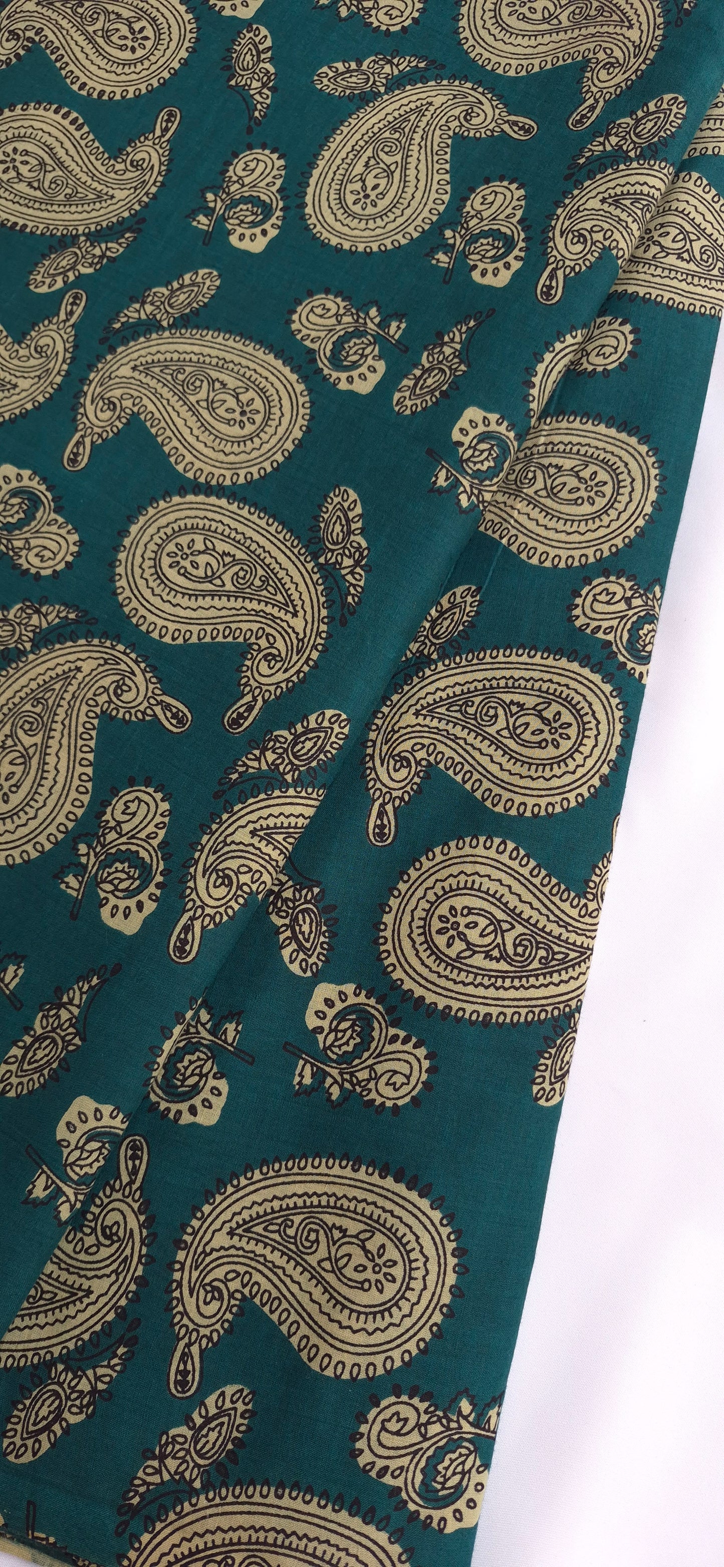 Teal Paisley Cotton Long Straight Kurti