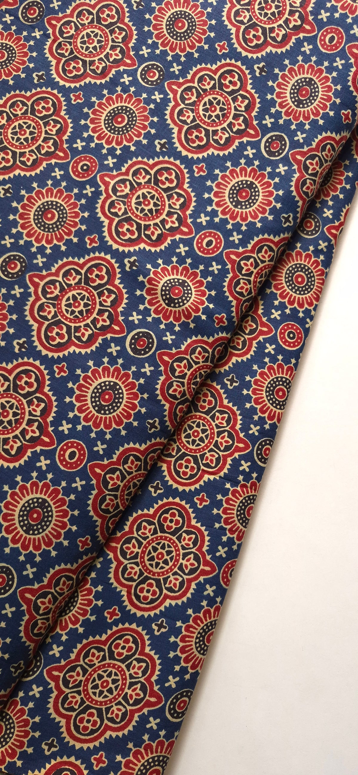 Blue Ajrakh Printed Cotton Long Kurti