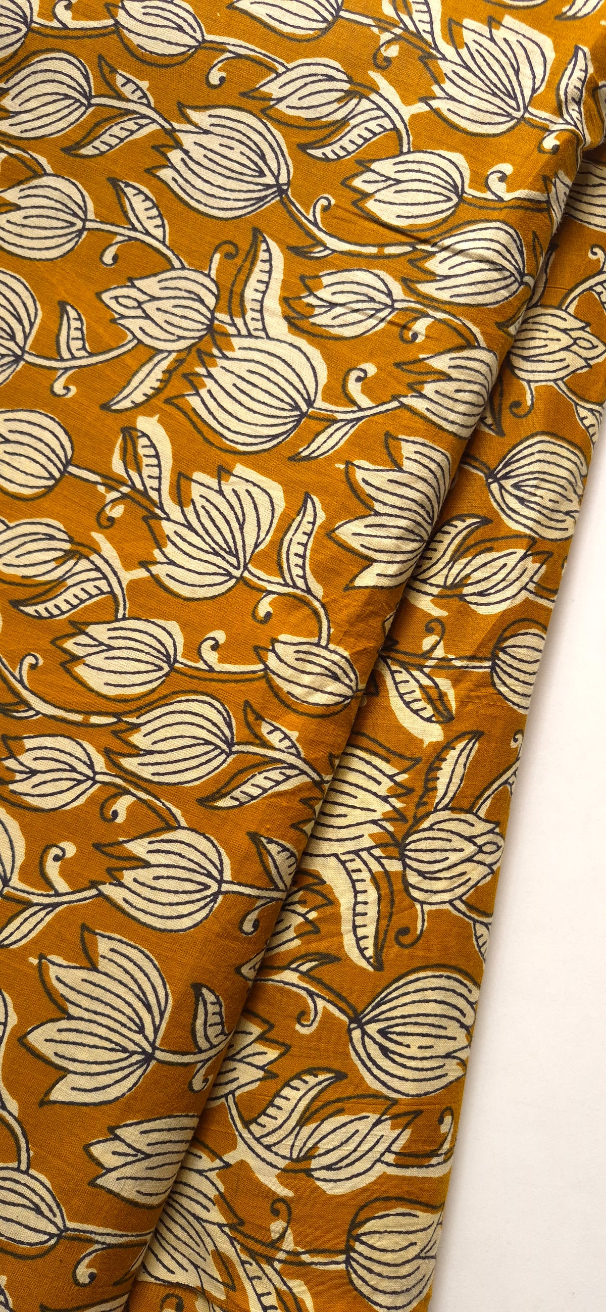 Mustard Floral Cotton Short Kurti