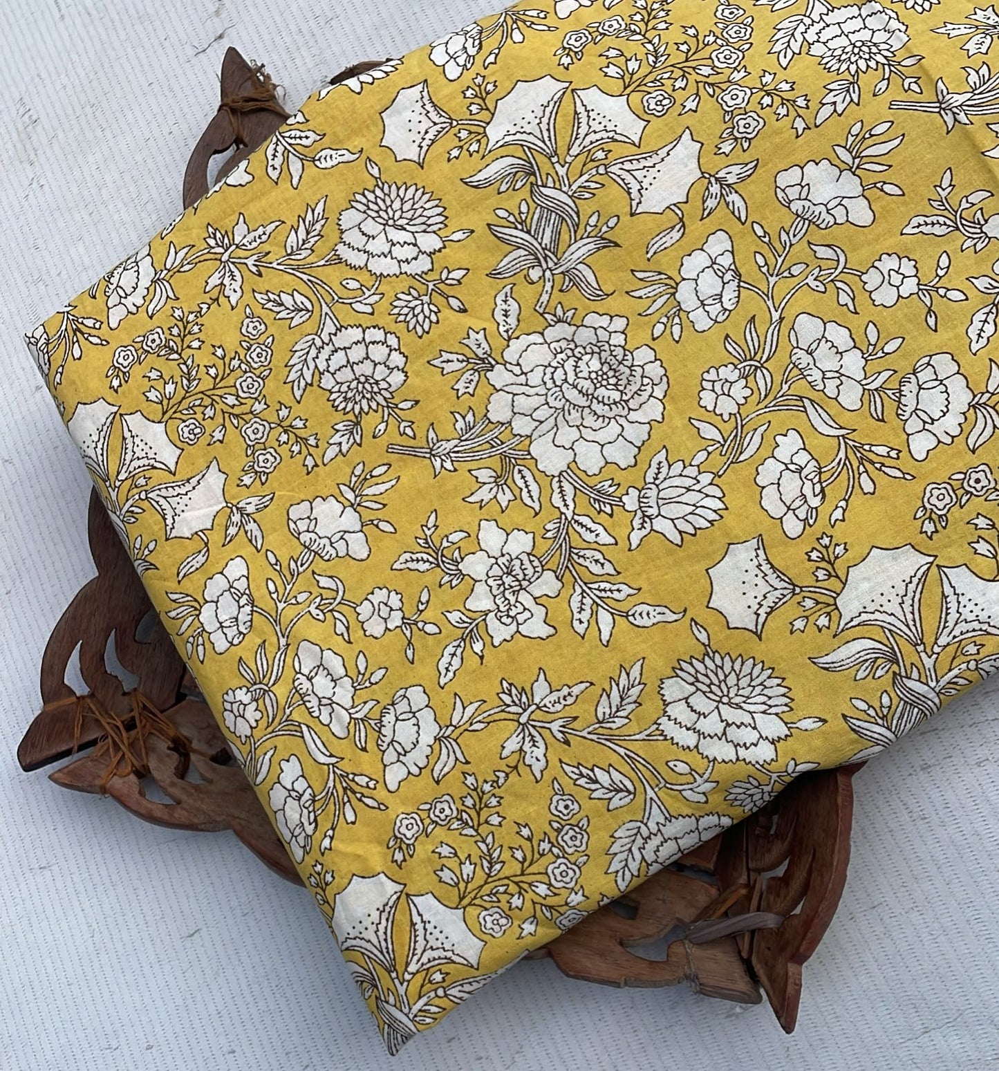 Mustard Floral Soft Cotton Long Kurti