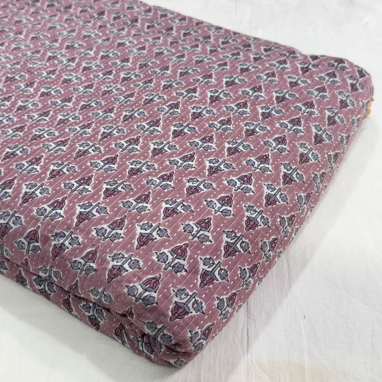Mauve Pink Cotton Kantha Short Kurti