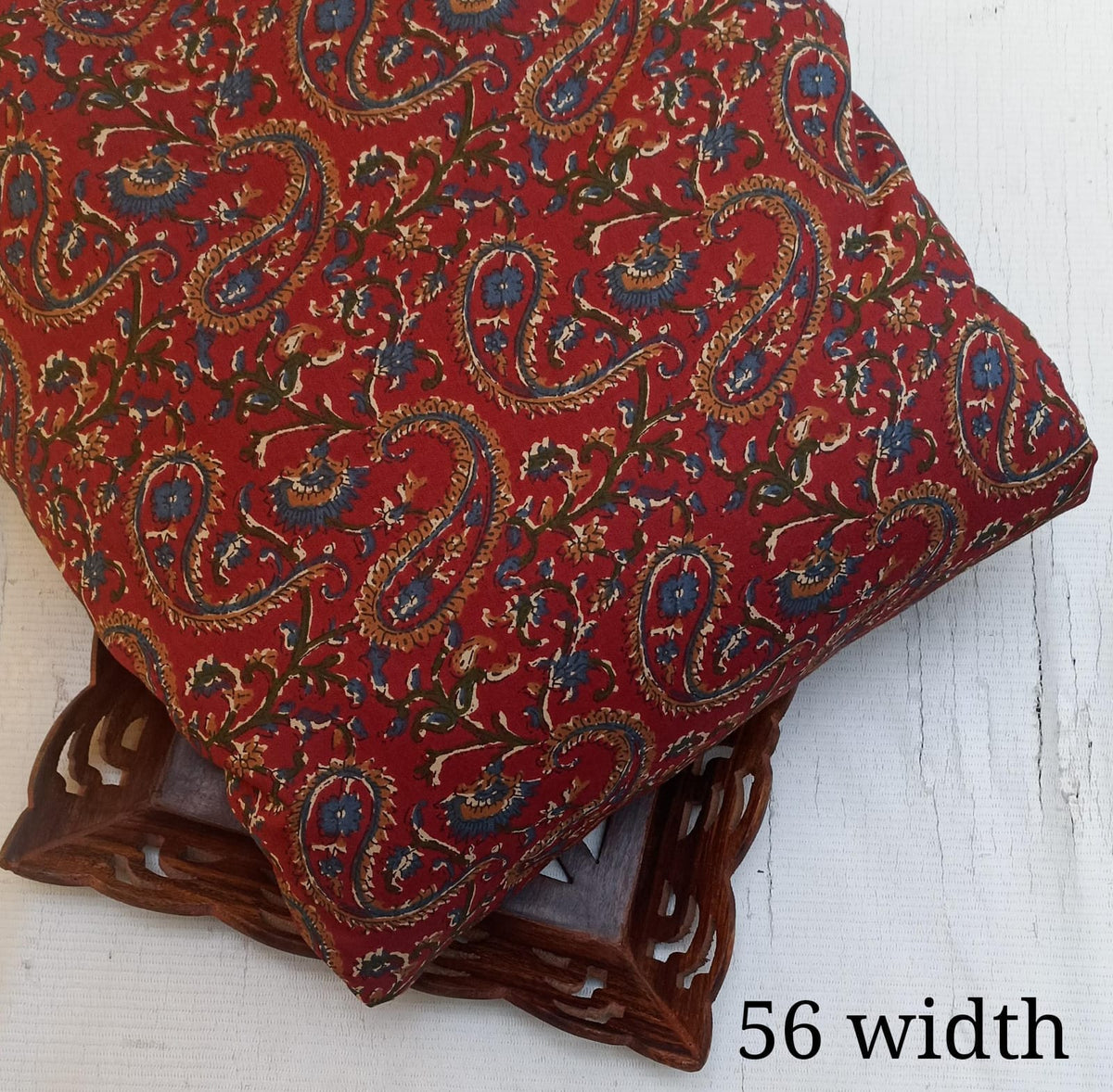 Red Paisley Cotton Long Straight Kurti