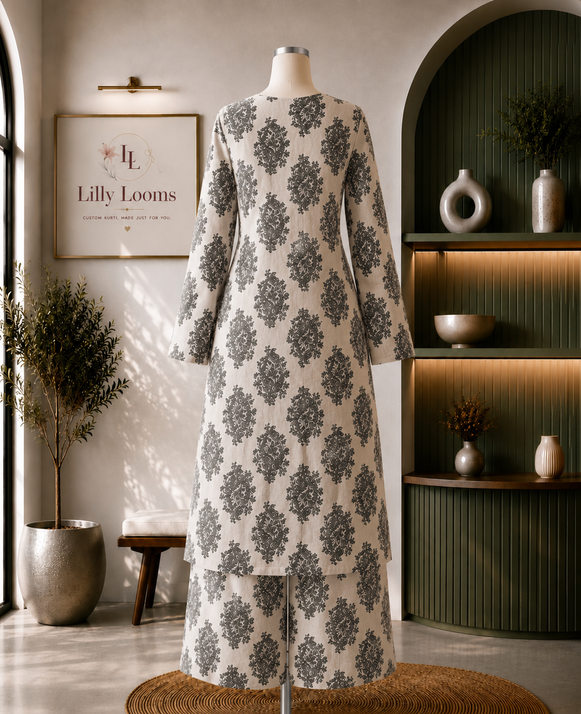 Off-White Handblock Printed Cotton Co-ord Set