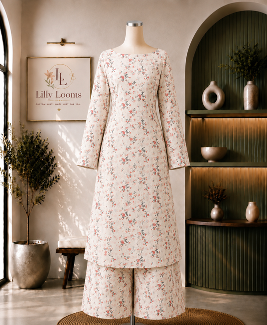 Off-White Floral Cotton Co-ord Set