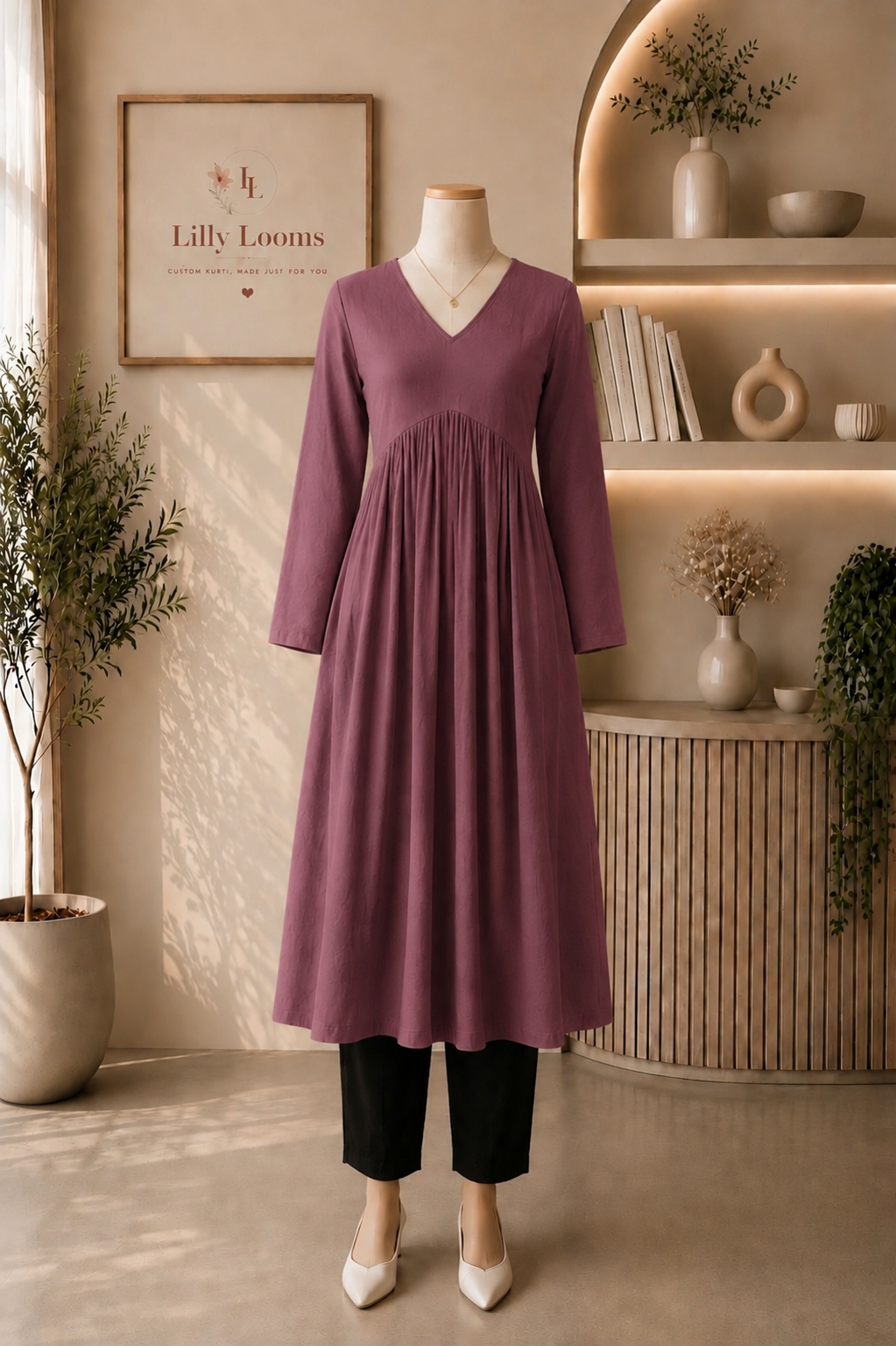 Mauve Pink Alia Cut Kurti