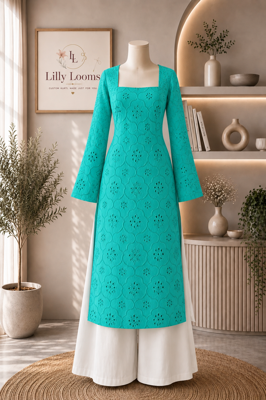 Cotton Hakoba Long Straight Kurti