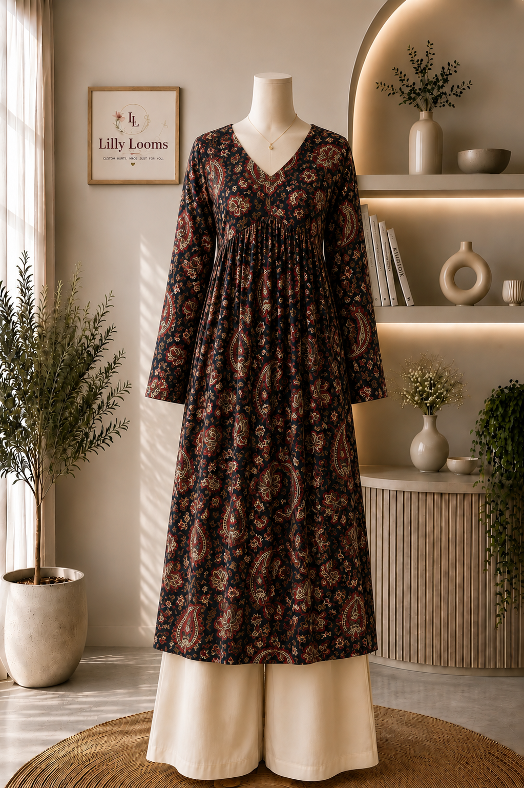 Black Paisley Alia Cut Kurti