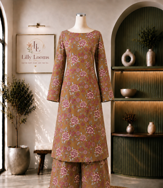 Mustard Floral Cotton Co-ord Set