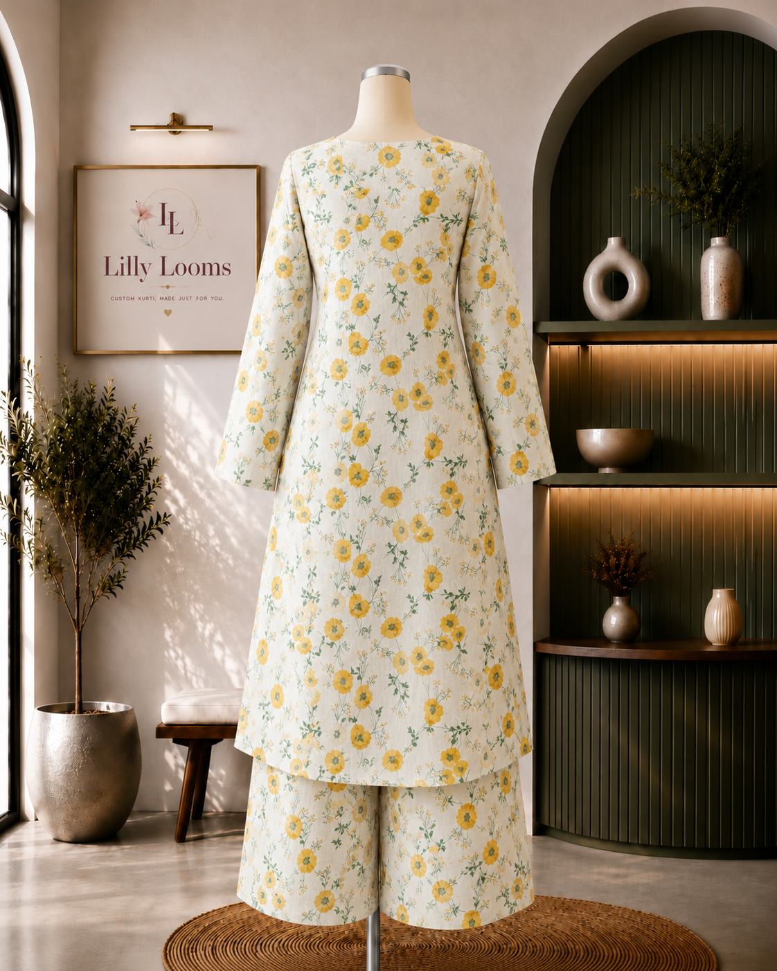 Off-White Floral Khadi Cotton Co-ord Set