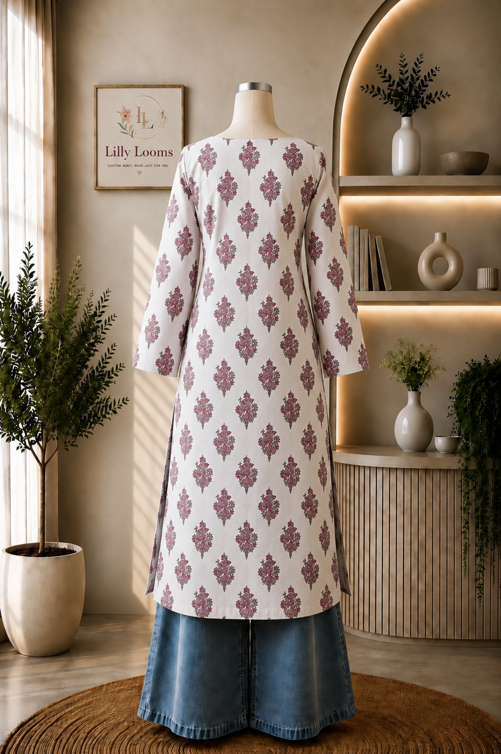 White Cotton Long Straight Kurti