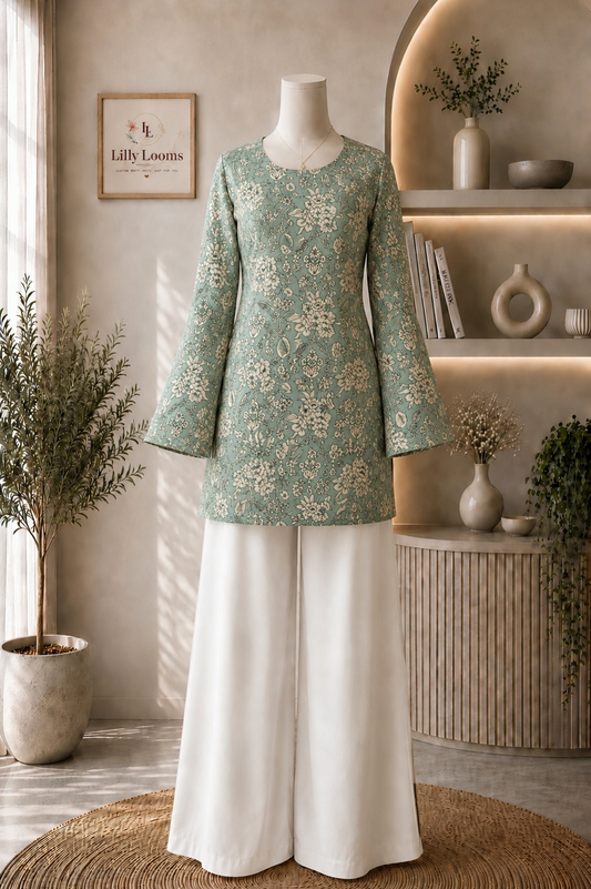 Floral Khadi Cotton Short Kurti