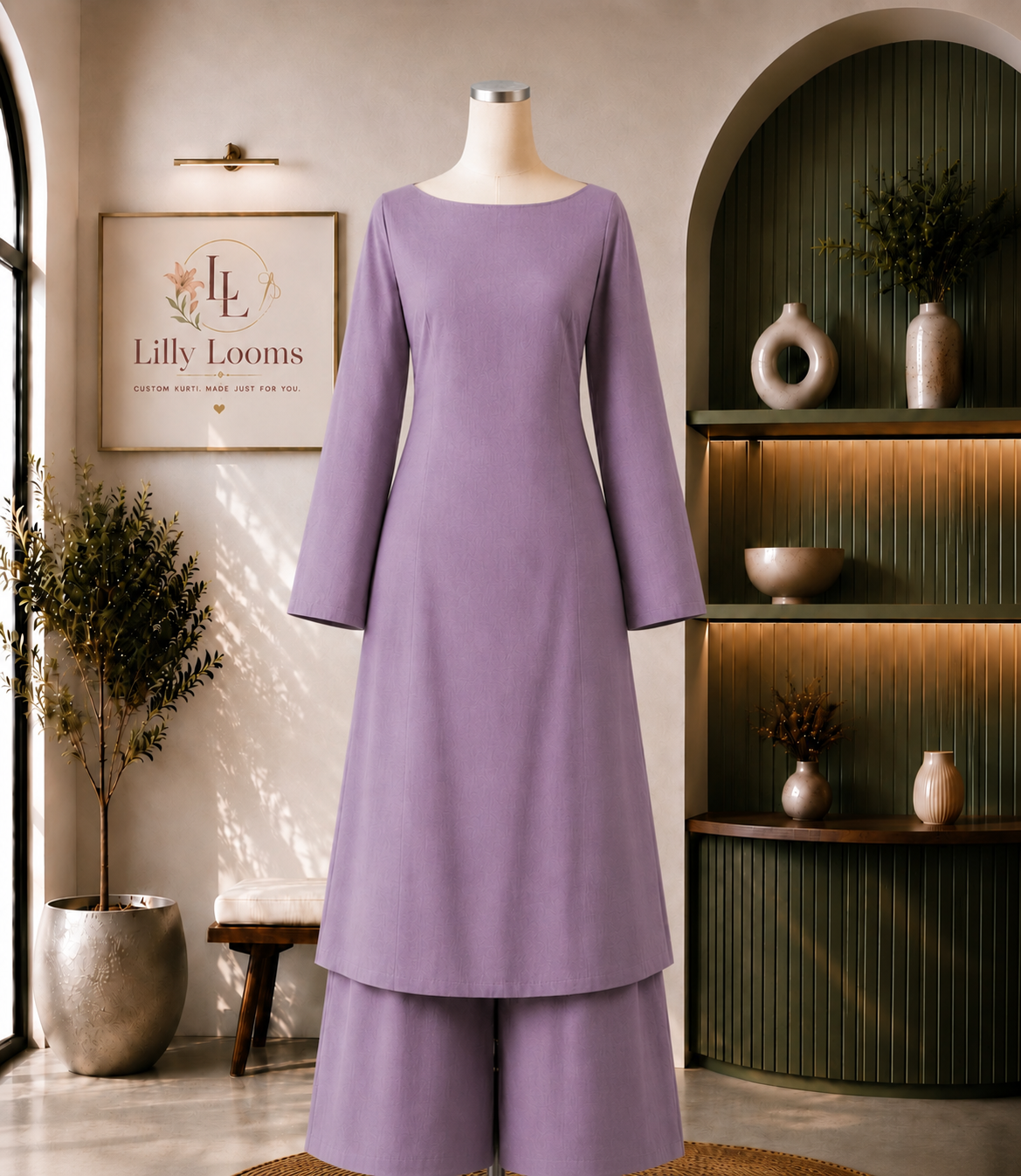 Solid Lilac Cotton Co-ord Set