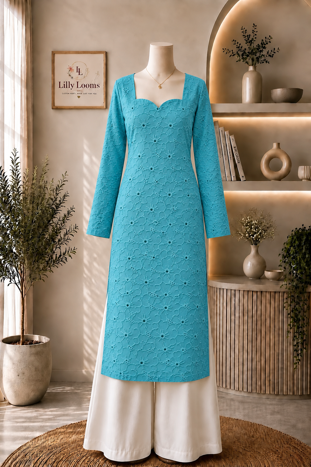 Cotton Hakoba Long Straight Kurti
