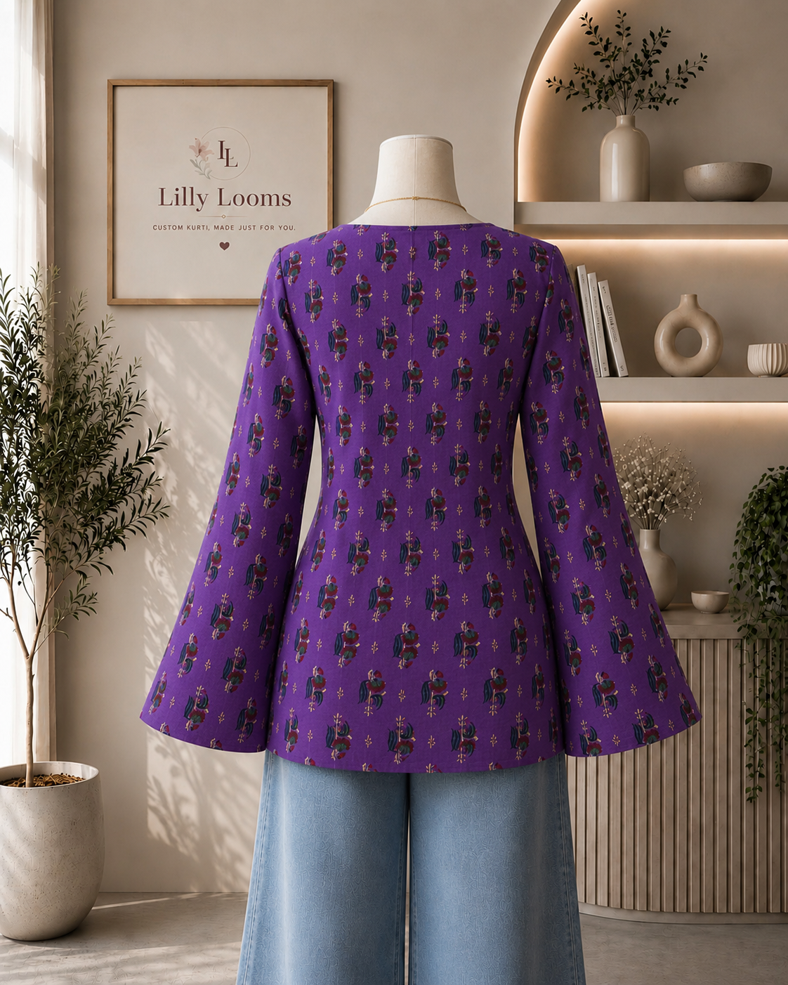 Purple Cotton Short Kurti