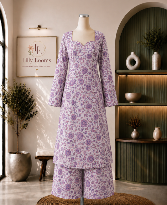 White Pink Floral Cotton Co-ord Set
