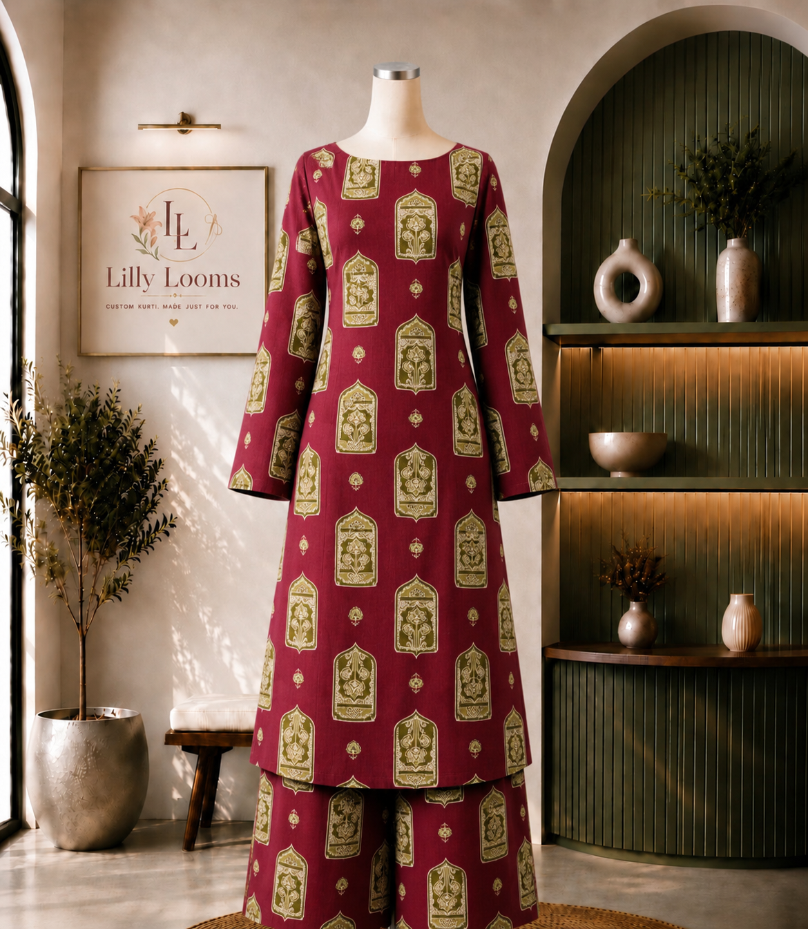 Red Cotton Co-ord Set