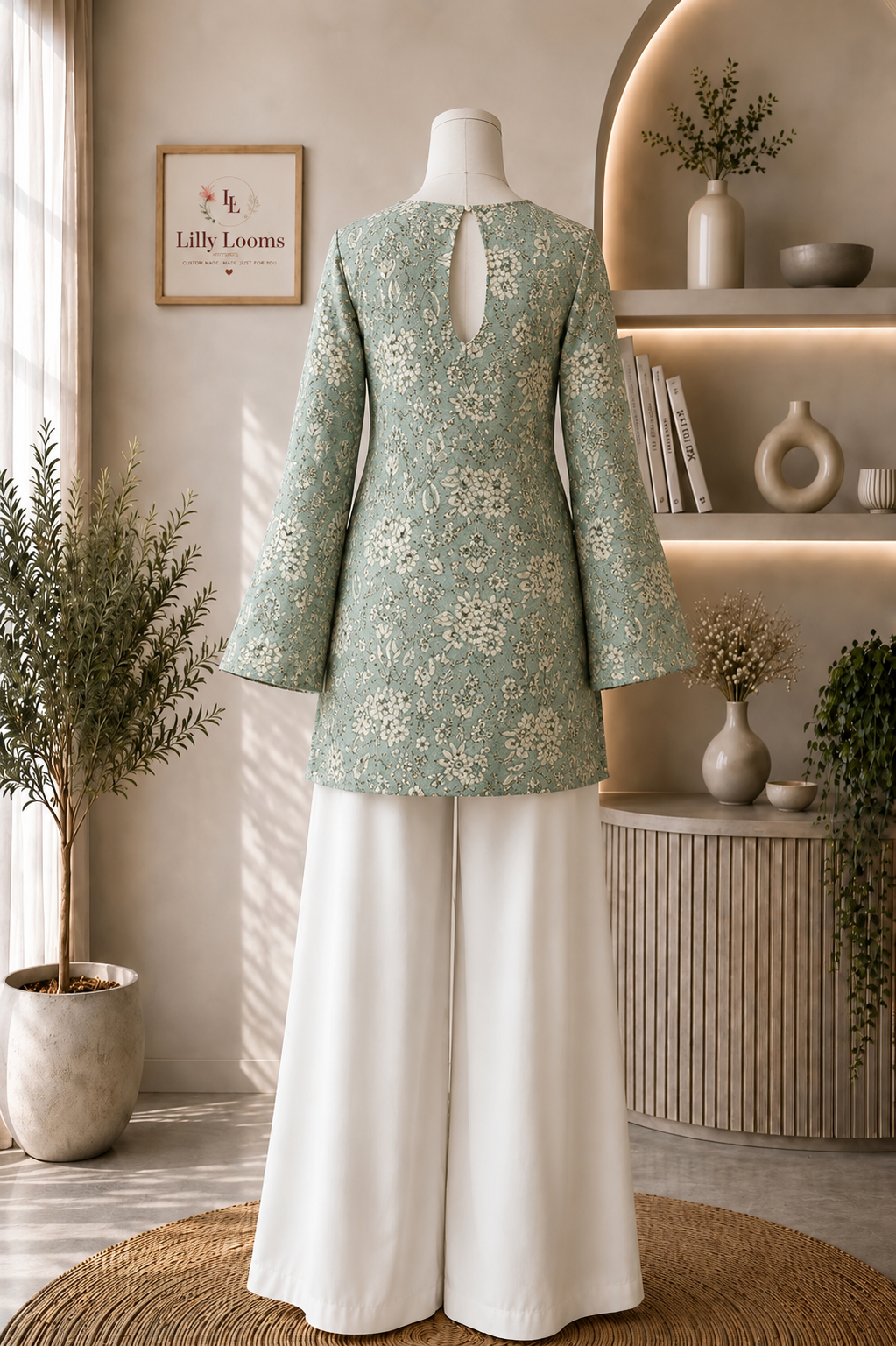 Floral Khadi Cotton Short Kurti