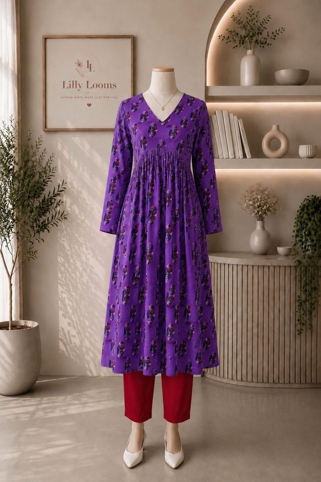 Purple Alia Cut Kurti