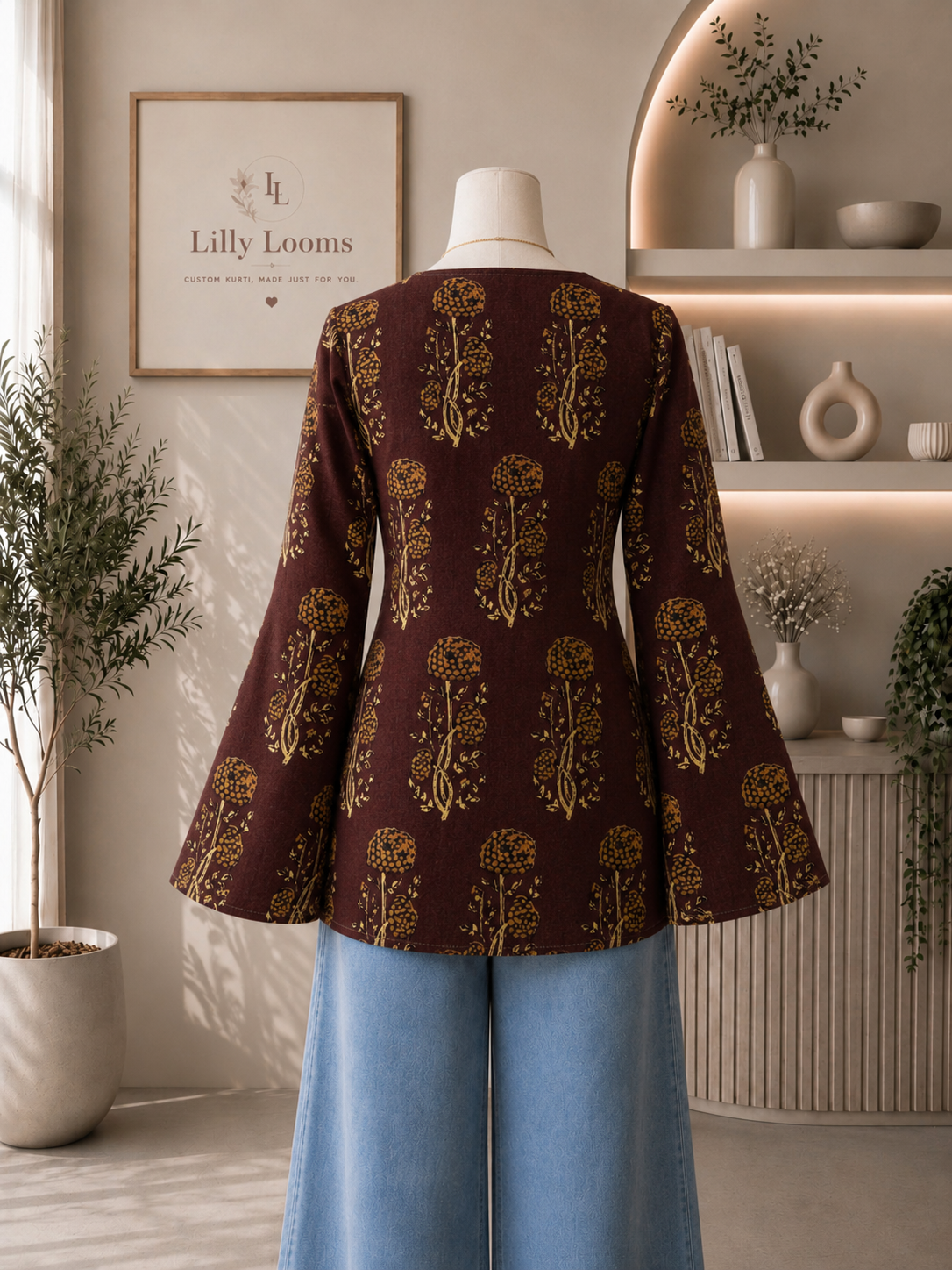 Wine Cotton Short Kurti