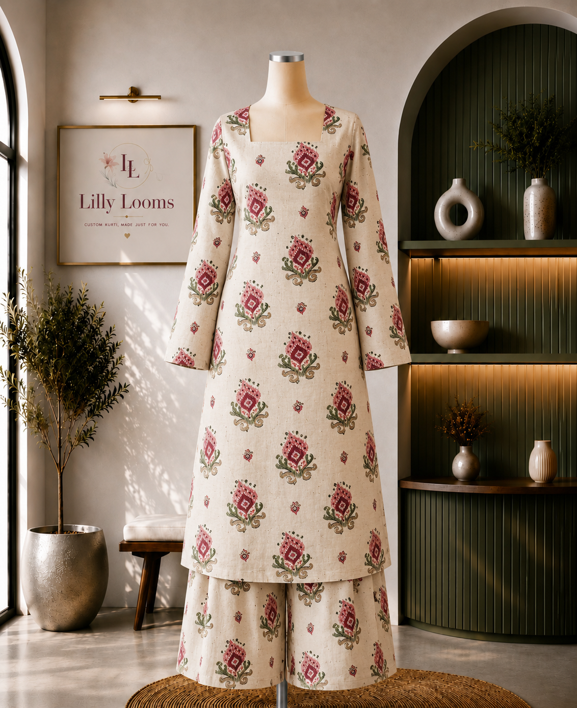 Off-White Printed Khadi Cotton Co-ord Set