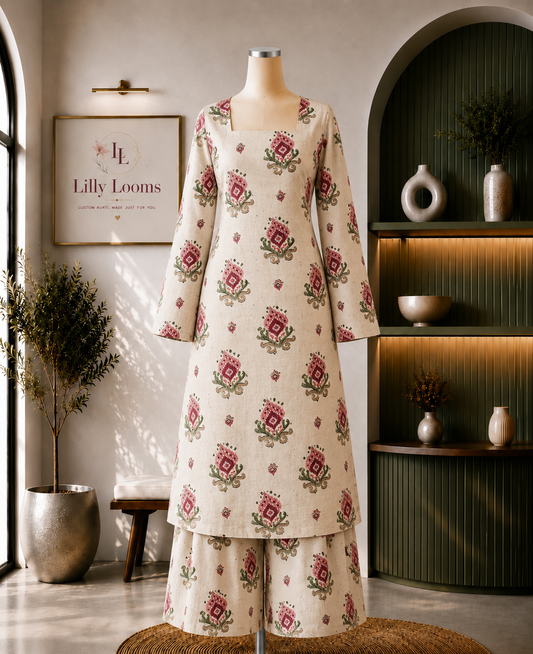 Off-White Printed Khadi Cotton Co-ord Set