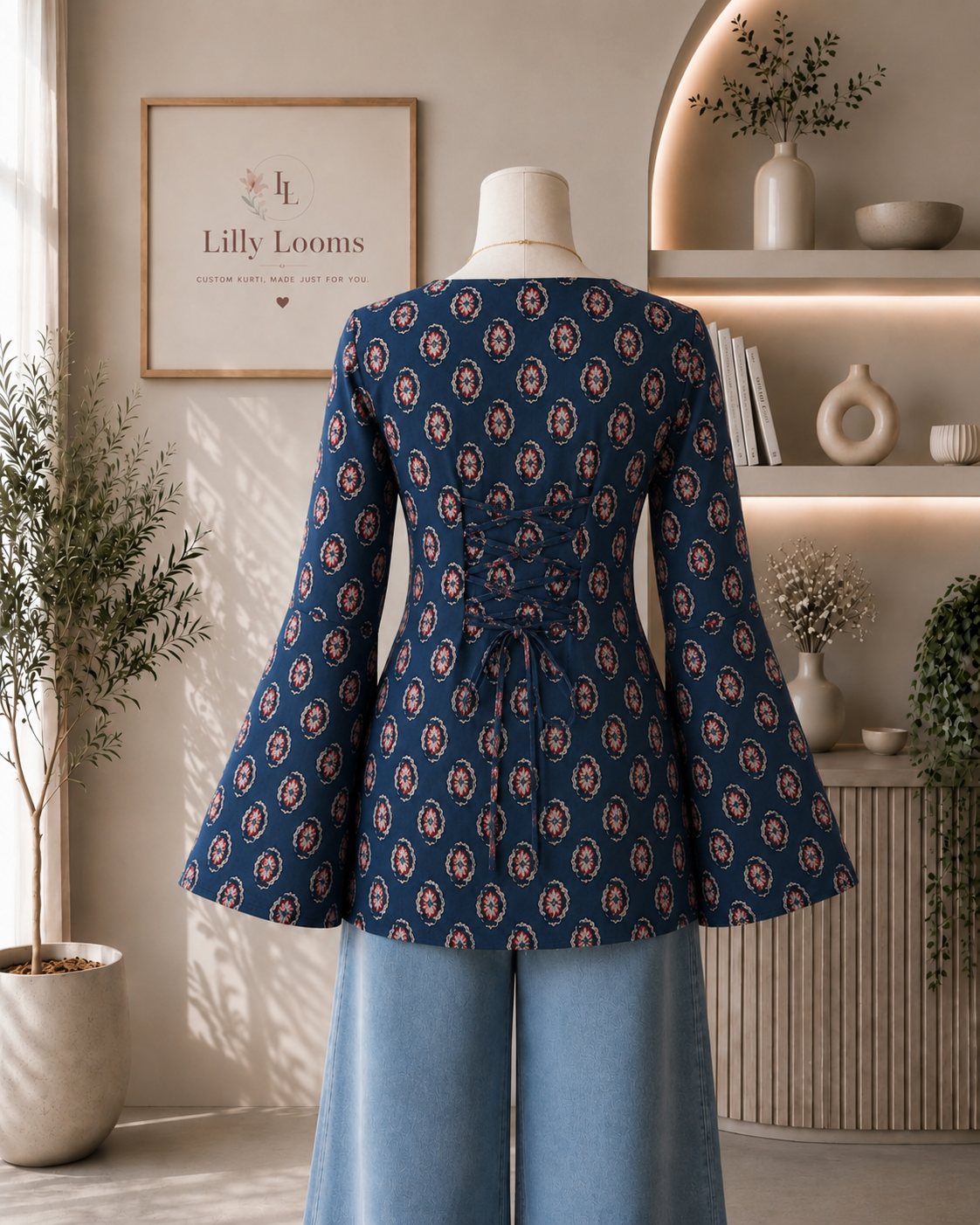 Khadi Cotton Short Kurti With Corset Back