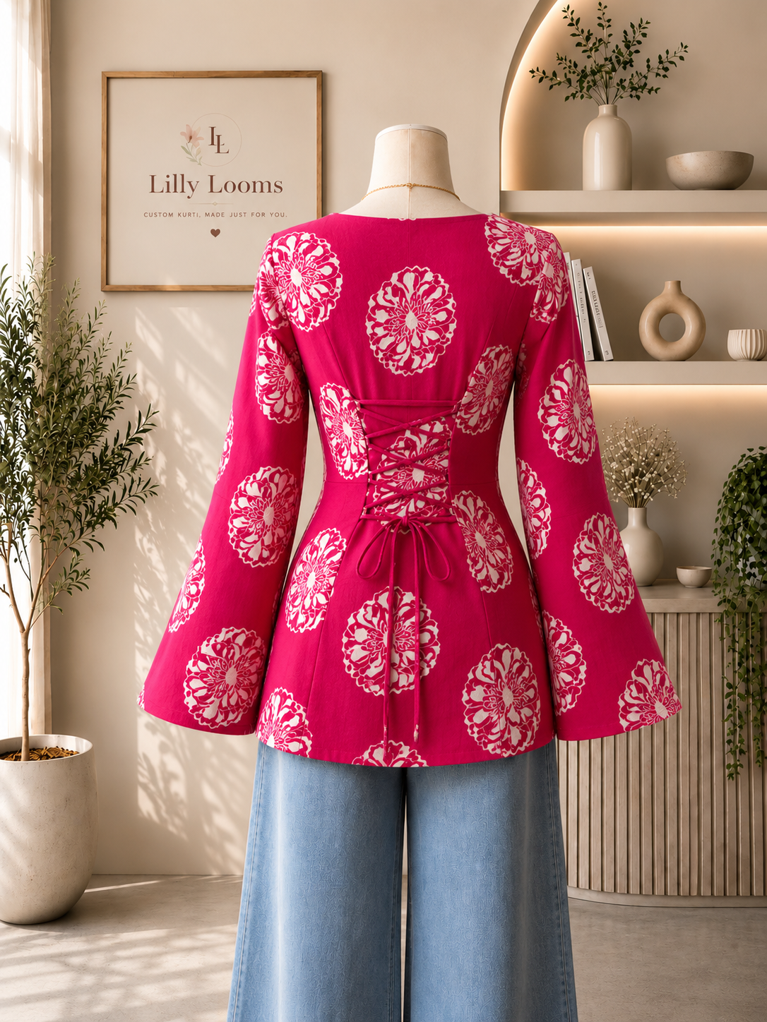 Khadi Cotton Tie-up Short Kurti With Corset Back