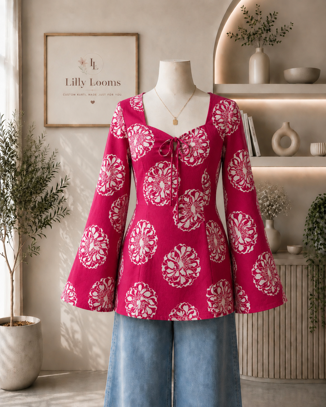 Khadi Cotton Tie-up Short Kurti With Corset Back