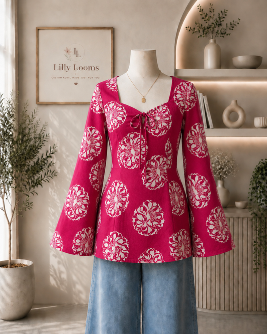 Khadi Cotton Tie-up Short Kurti With Corset Back