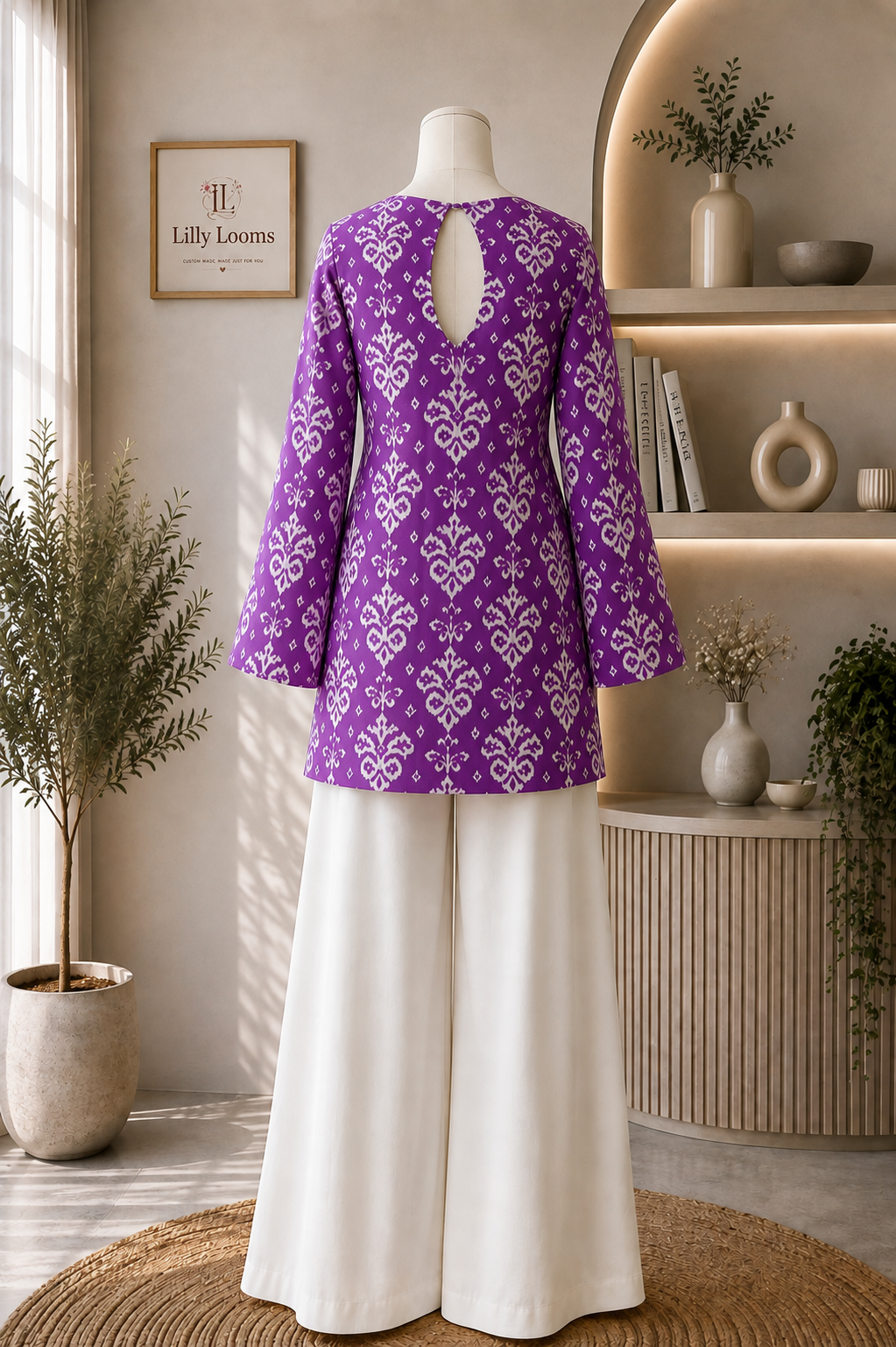 Purple Khadi Cotton Short Kurti