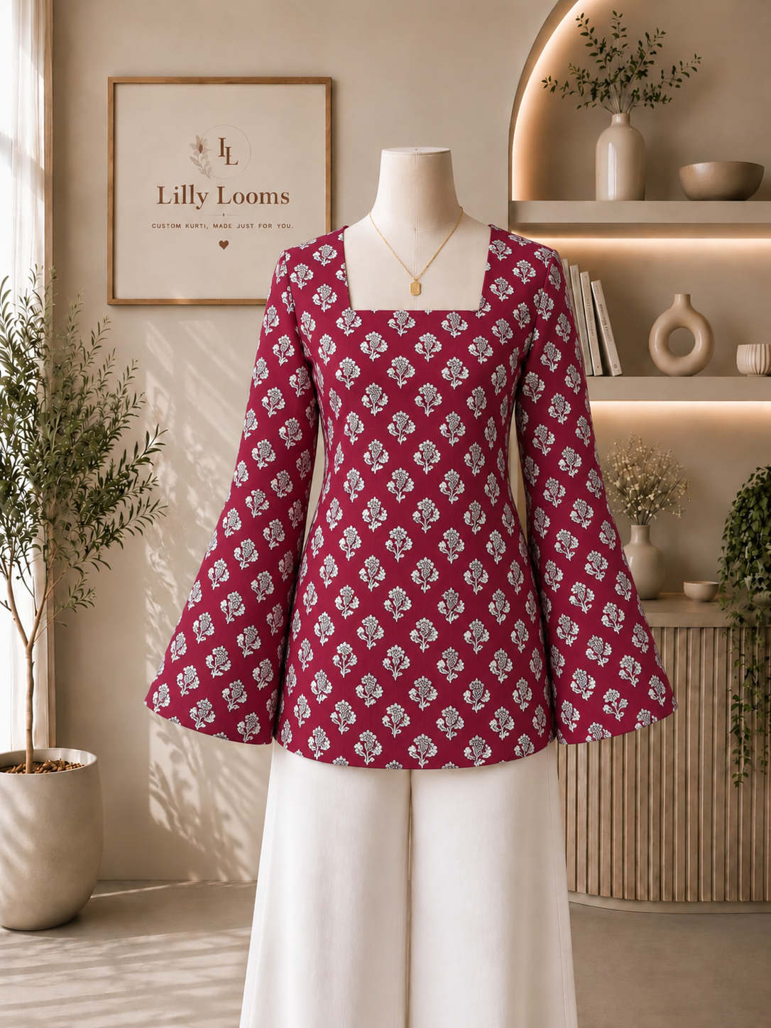 Deep Pink Cotton Short Kurti