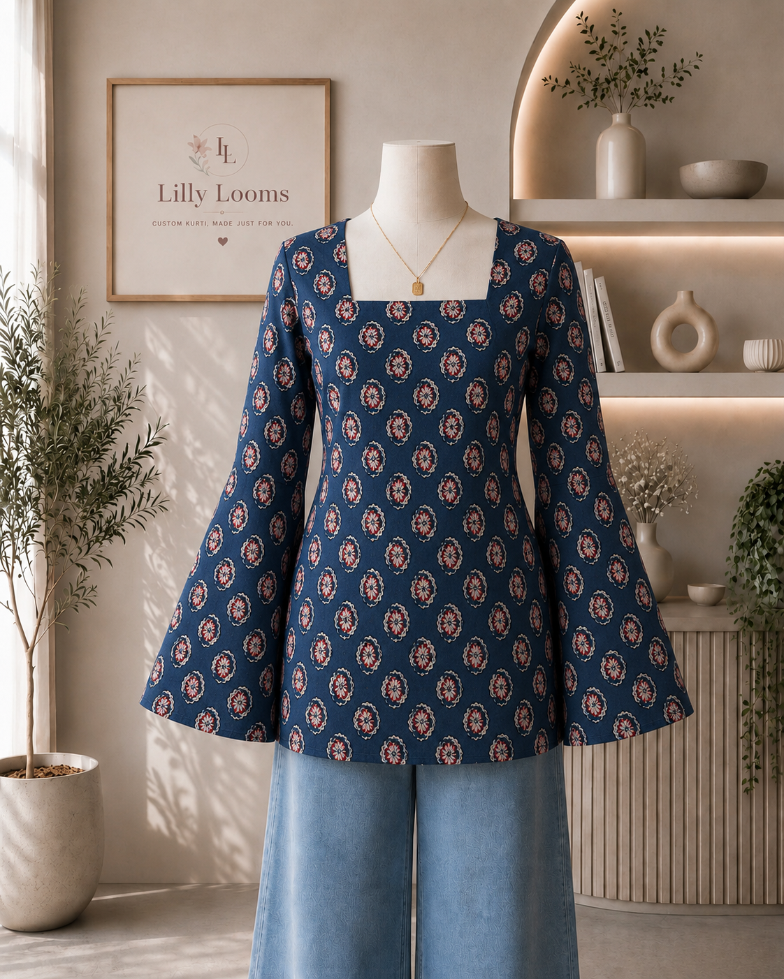 Khadi Cotton Short Kurti With Corset Back