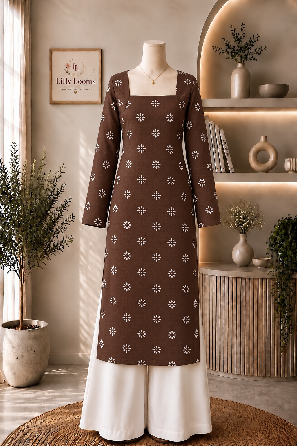 Chocolate brown Long Straight Kurti