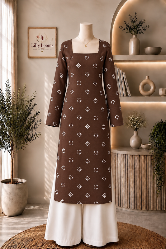 Chocolate brown Long Straight Kurti